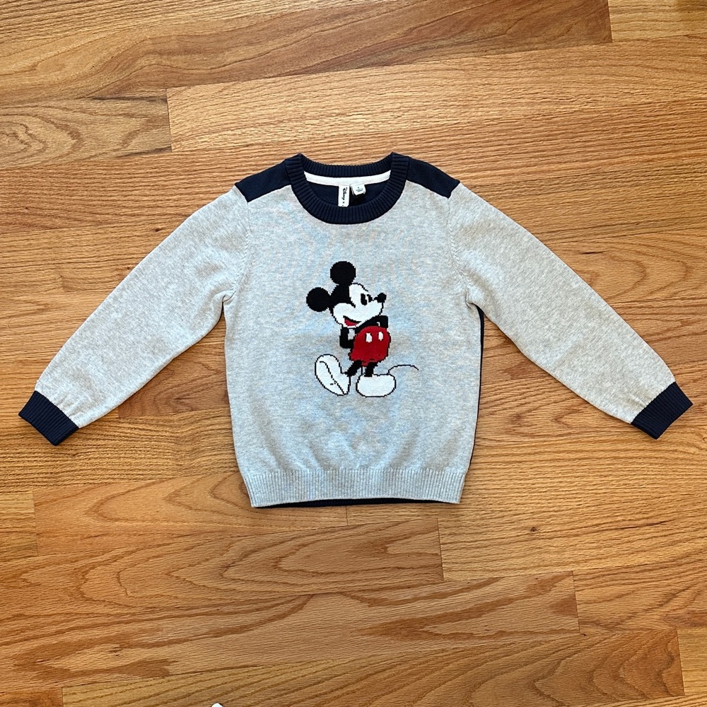 Janie and Jack Gray and Navy Mickey Mouse Sweater